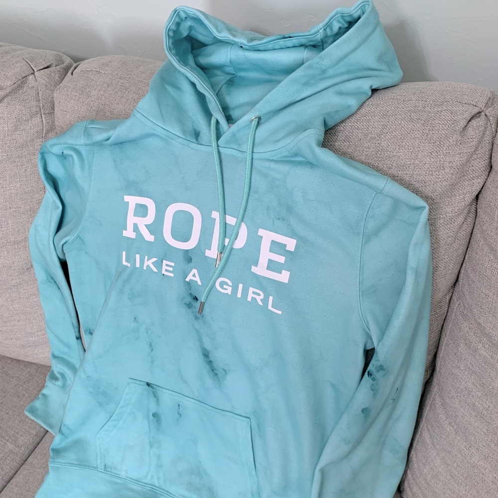 Hooey “Rope Like A Girl” Tie Die Hoodie in blue, size M
